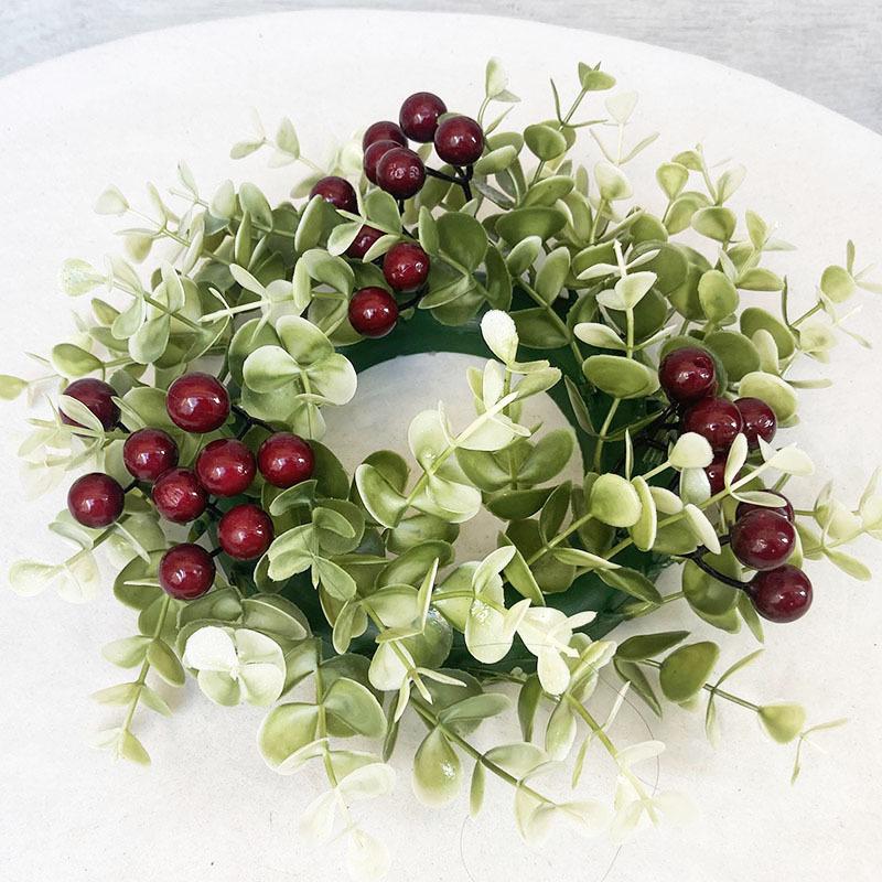 

Американский Имитация Венок Свечной Венок Эвкалиптовый Венок К Рождеству Венок с Красными Ягодами Настольное Украшение для Вечеринки Цветок