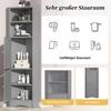 Badezimmerschrank, Eckschrank mit zwei Staufächern, Offenes Fach mit verstellbarem Einlegeboden, 36,5 x 36,5 x 155 cm, Hellgrau