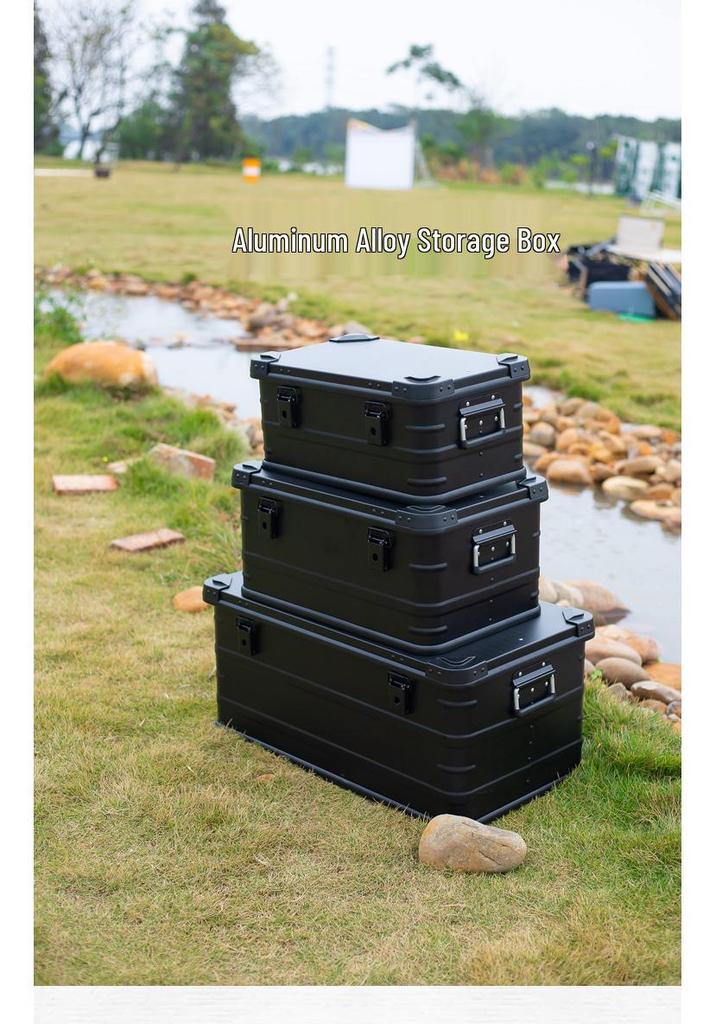 Black Aluminum Camping & Storage Box for Home, Outdoor, & Car Trunk