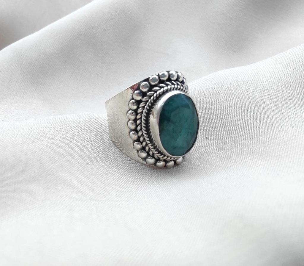 Emerald Ring 925 Sterling Silver Handmade Jewelry May Birthstone Gift