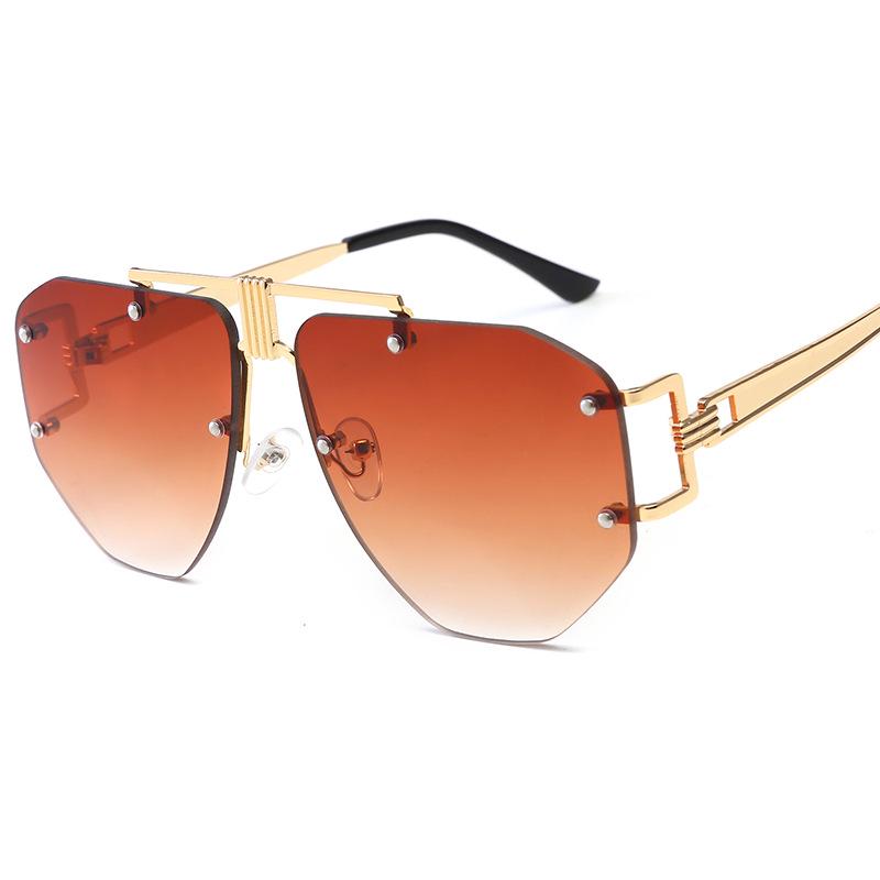 European American Style Sunglasses for Women Polygon Shape Rimless Sun Glasses Travelling Driving UV Protection