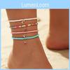 Bohemian Strap Ankle Set Star Moon Cactus Pendant Elastic Beaded Foot Chain