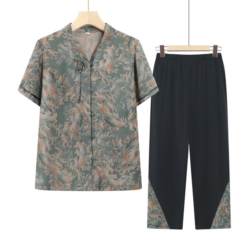 Elderly Women's Floral Short Sleeve Blouse
