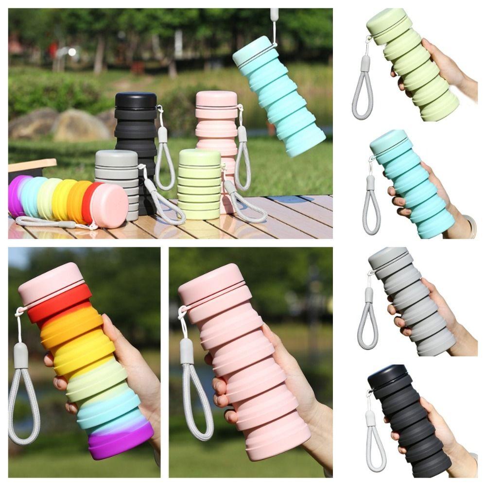 Retractable Folding Silicone Water Bottle Leak Proof Foldable Drinking Cup Outdoor Travel
