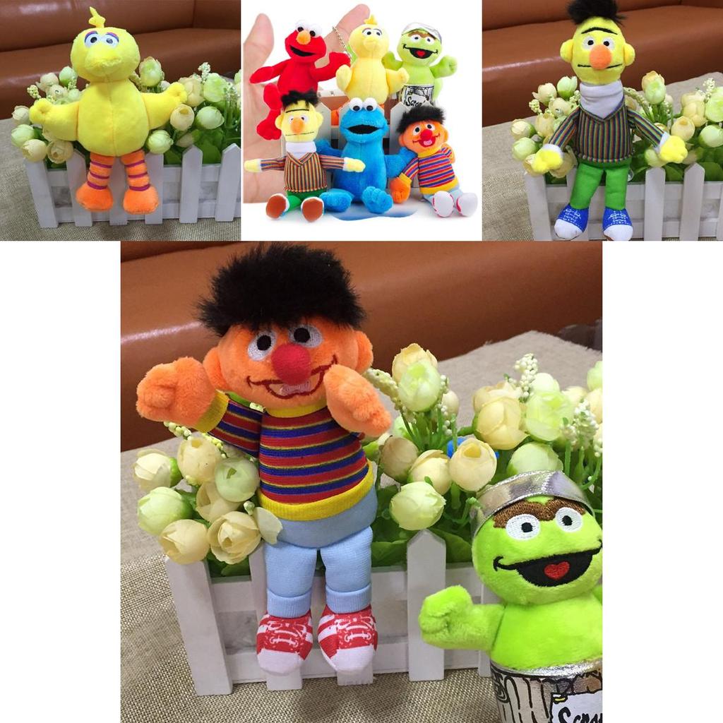 Adorable 6pcs Sesame Street Plush Doll Set Featuring Cookie Monster Elmo Big Bird Bert Ernie