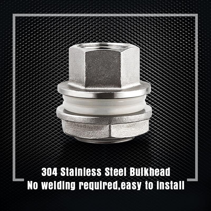 Weldless Bulkhead,1/2'' Compact Home Brew Kettle Weldless Fittings Stainless Construction & Food Grade Silicone Gasket Valve