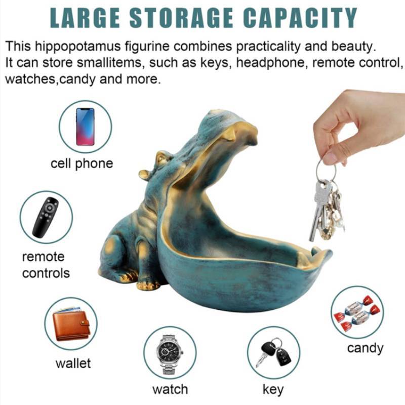 Harz Nilpferd Figur Süßigkeitenschale Schlüsselhalter für Heimdeko Geschenk