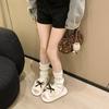 Enhanced Cotton Drag High-end Sense High-value Fluffy Slippers Women Wear Autumn and Winter New Bow Thick Bottom
