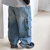 2025 Spring & Autumn Boys' Cargo Jeans: Trendy, Loose-Fit, Casual Long Pants for Kids