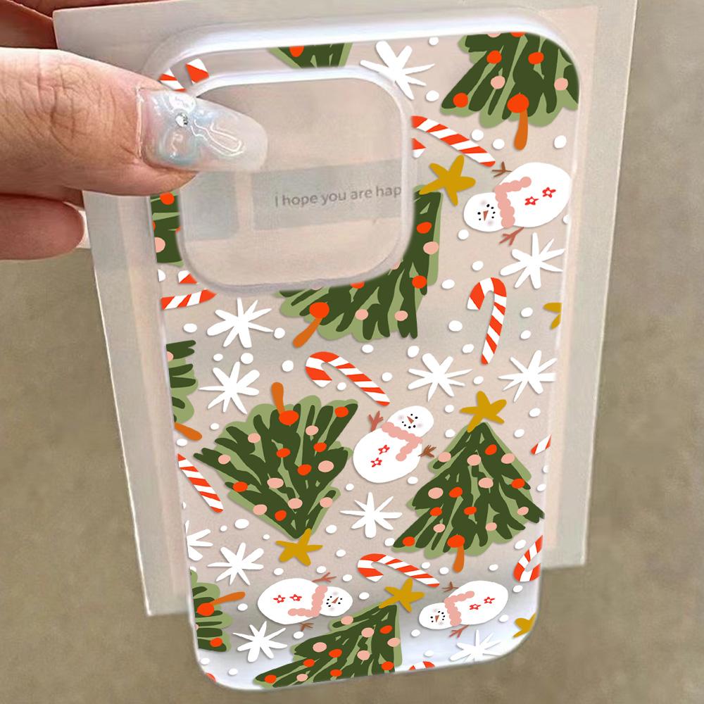 

Luxury Christmas Tree Pattern Phone Case For iPhone 17 16E 16 15 14 Plus 13 12 11 7 8 Plus Pro XS Max Transparent Frosted Cover iPhone 16 Pro