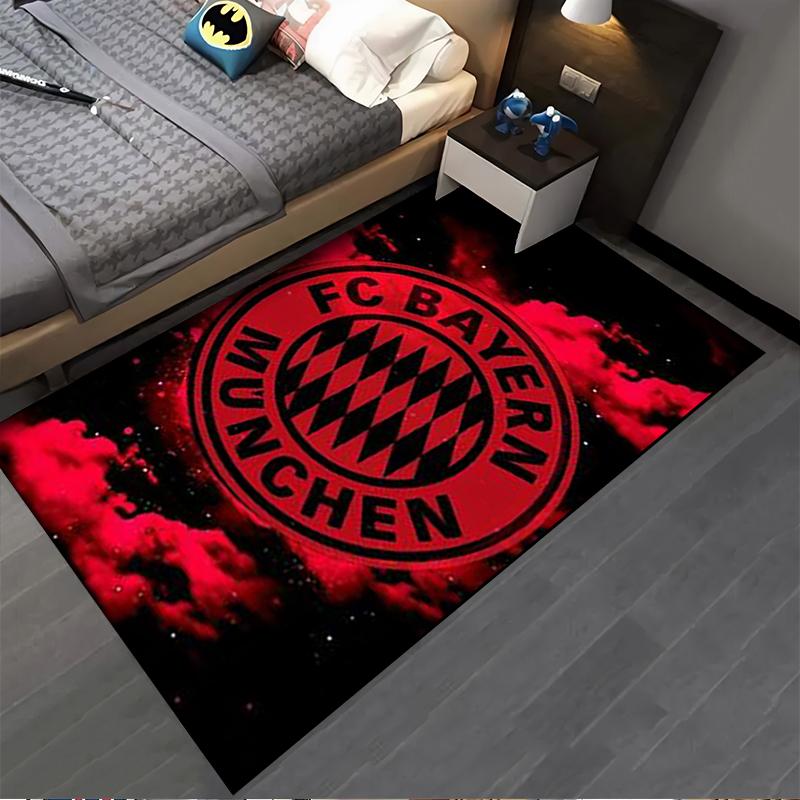 Roter und Schwarzer FC Bayern München Logo Teppich für Sportfans Dekoration Geeignet zur Verwendung als Anti-Rutsch für Wohnzimmer Schlafzimmer Sofas