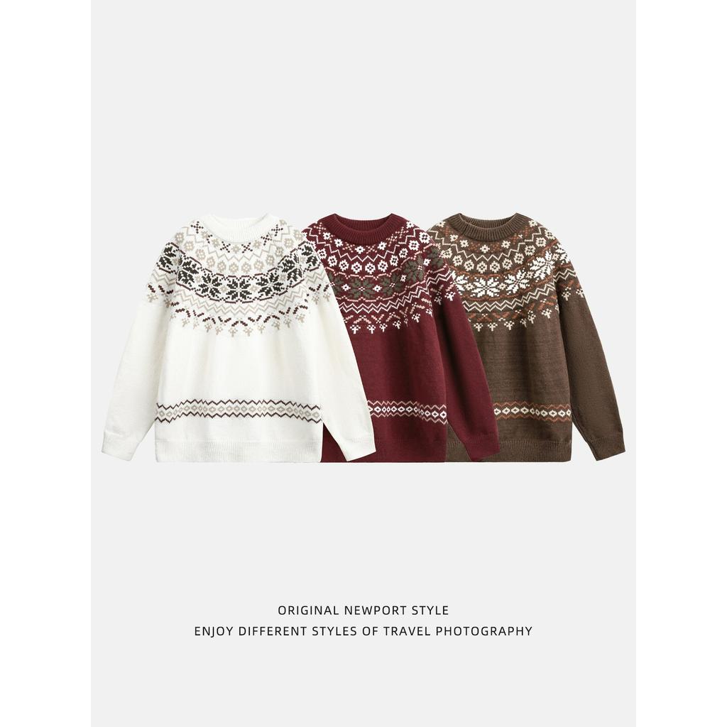 Ethnic Style Round Neck Sweater Men's Autumn and Winter Retro Texture All-match Pullover Sweater Jacket