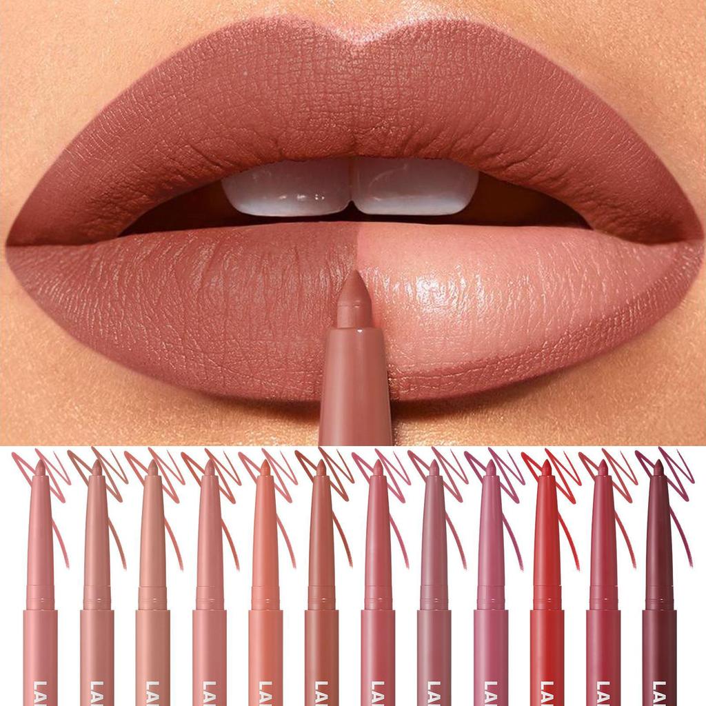 12 Color Matte Lip Liner Pencil Lipstick Long-Lasting Waterproof Lip Liner for Makeup