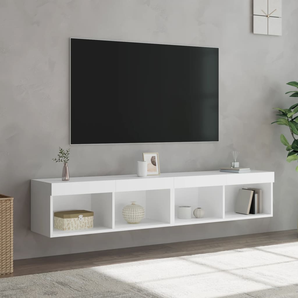 Vidaxl TV-Schränke, mit LED, 2 Stück, Weiß, 80x30x30 cm