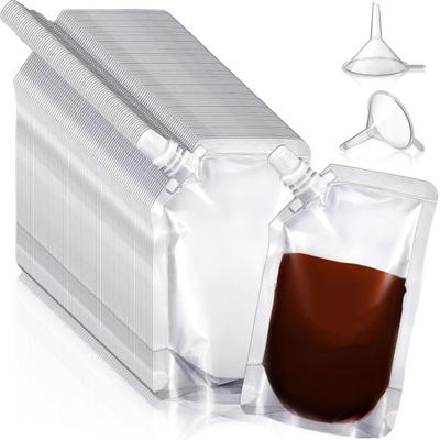Plastic Drink Pouches with Funnel Food-grade Nozzles Design Transparent Portable Drink