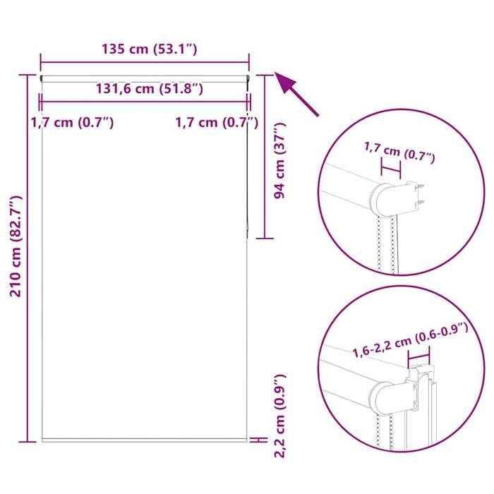 VidaXL Store enrouleur occultant largeur du tissu 131,6 cm polyester, store de jour et de nuit, store de cuisine, store 4011317