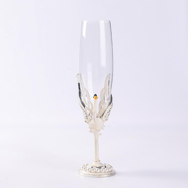 

Лебедь Эмаль Хрустальное Стекло Бокал для Шампанского Бокал для Вина Бытовой Бокал Рельеф Ландыша Пара Чашек Подарок