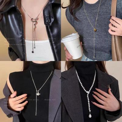 Lange Pullover-Halskette im Retro-Stil für Damen – Luxus-Nischenschmuck der Spitzenklasse, Kollektion 2025