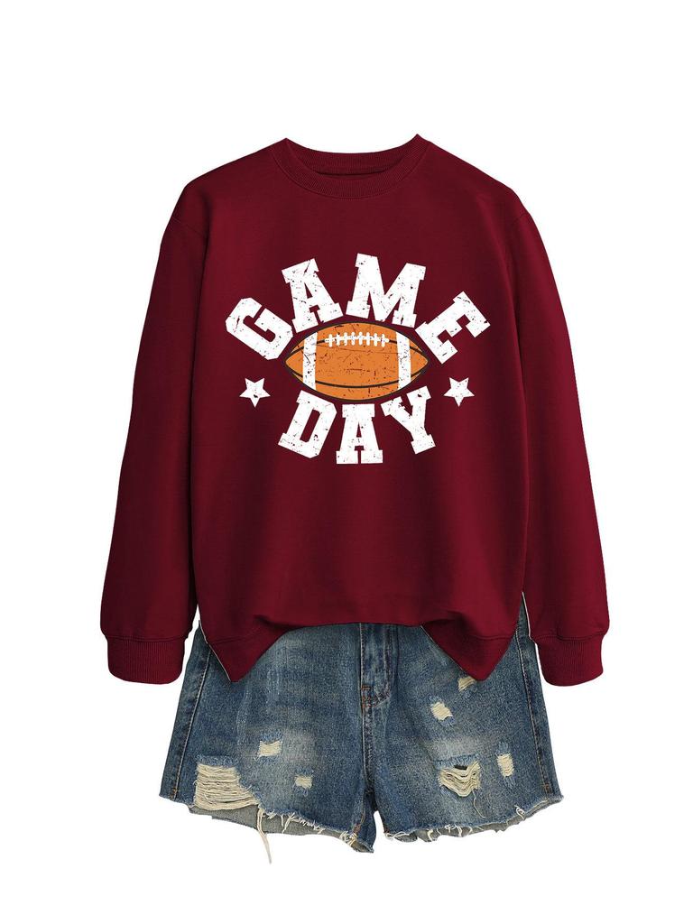 Colorful Football Letter Crewneck Sweatshirt - Game Day Long Sleeve Casual Wear