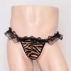 Men'S Lingerie Lace Frilly Sissy Thong G-String Low Rise Leopard Bikini Briefs Sissy Pouch Panties Gay Crossdressers Underwear