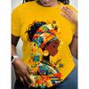 Geometrisches Print-T-Shirt mit kurzen Ärmeln im afrikanischen Ethno-Stil