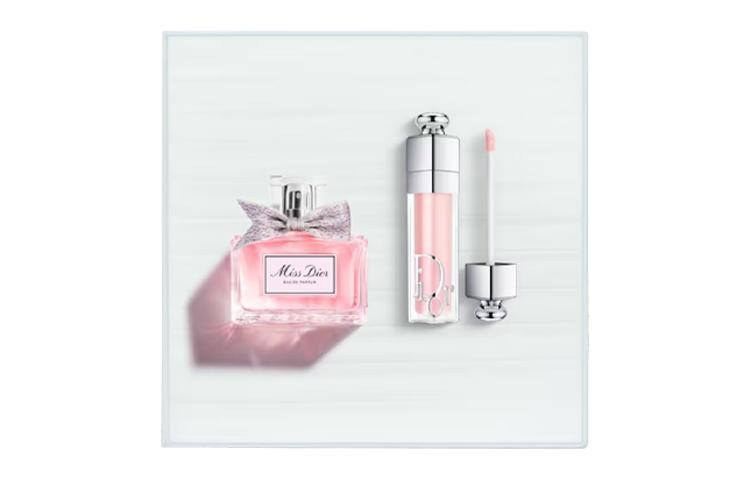 DIOR Enchanting Lip Gloss Dior Addict Eau De Parfum Set Eau De Parfum EDP Peony Rose Peach Vanilla Dior J adore Eau De Parfum 30ml+Lip Balm #001 Pink