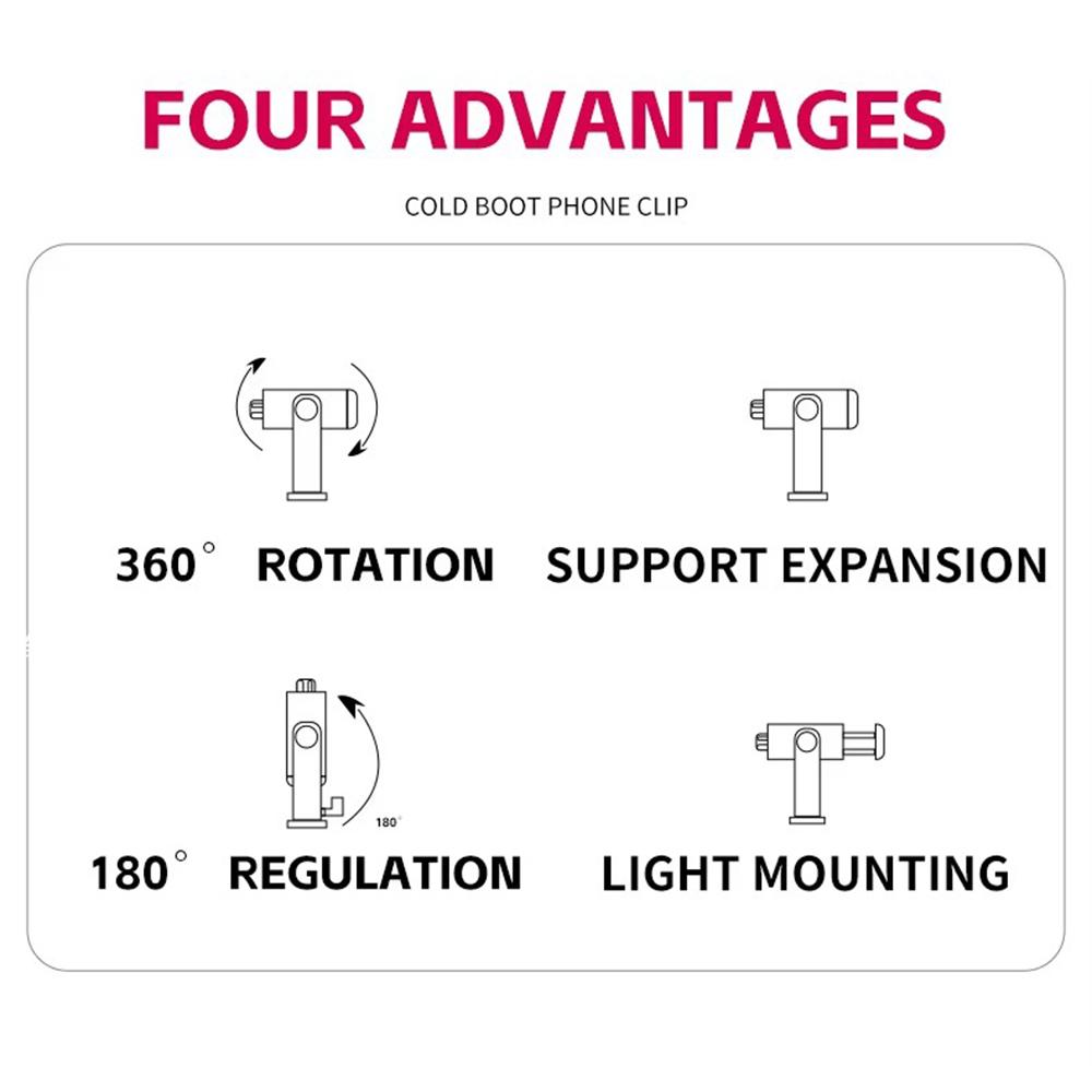 KY18 DSLR Camera Phone Holder Live Streaming Photography Cold Shoe Mount Rotating Cellphone Clamp