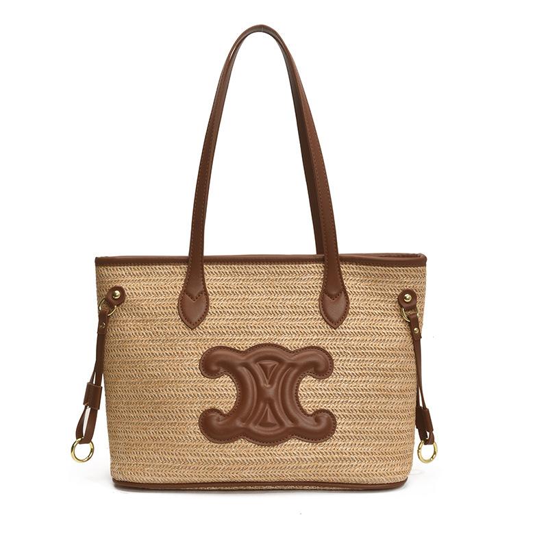 

Літня нова сумка через плече великої місткості з соломи, повсякденна універсальна преміум-сумка-тоут