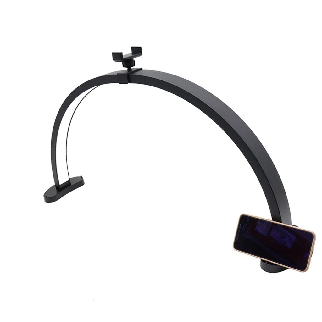 LED Desk Half Moon Light Black 3 Color Modes 10 Brightness Levels 28 Inch Professional Nail Desk Lamp with Phone Holder