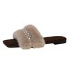 Flat-bottomed French versatile fluffy shoes women's shoes wear 2025 new autumn and winter soft-soled plush cotton slippers