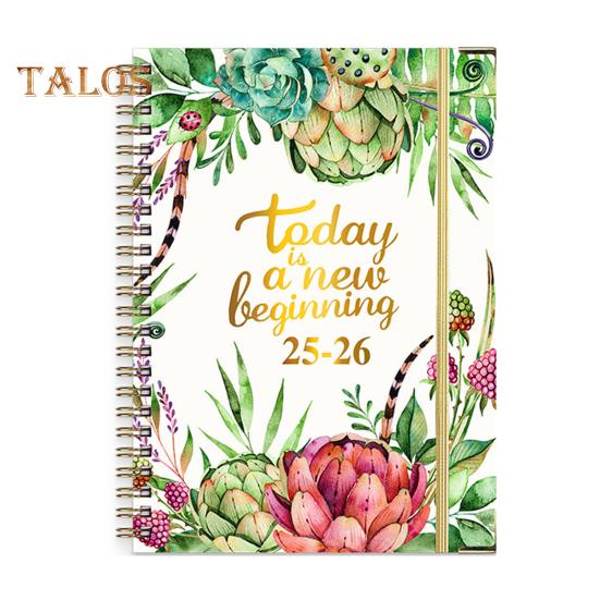 Planer 2025-2026 Lipiec 2025 - Czerwiec 2026 12-miesięczny dzienny tygodniowy miesięczny planer spiralny z nadrukiem kwiatowym do domu, biura, szkoły