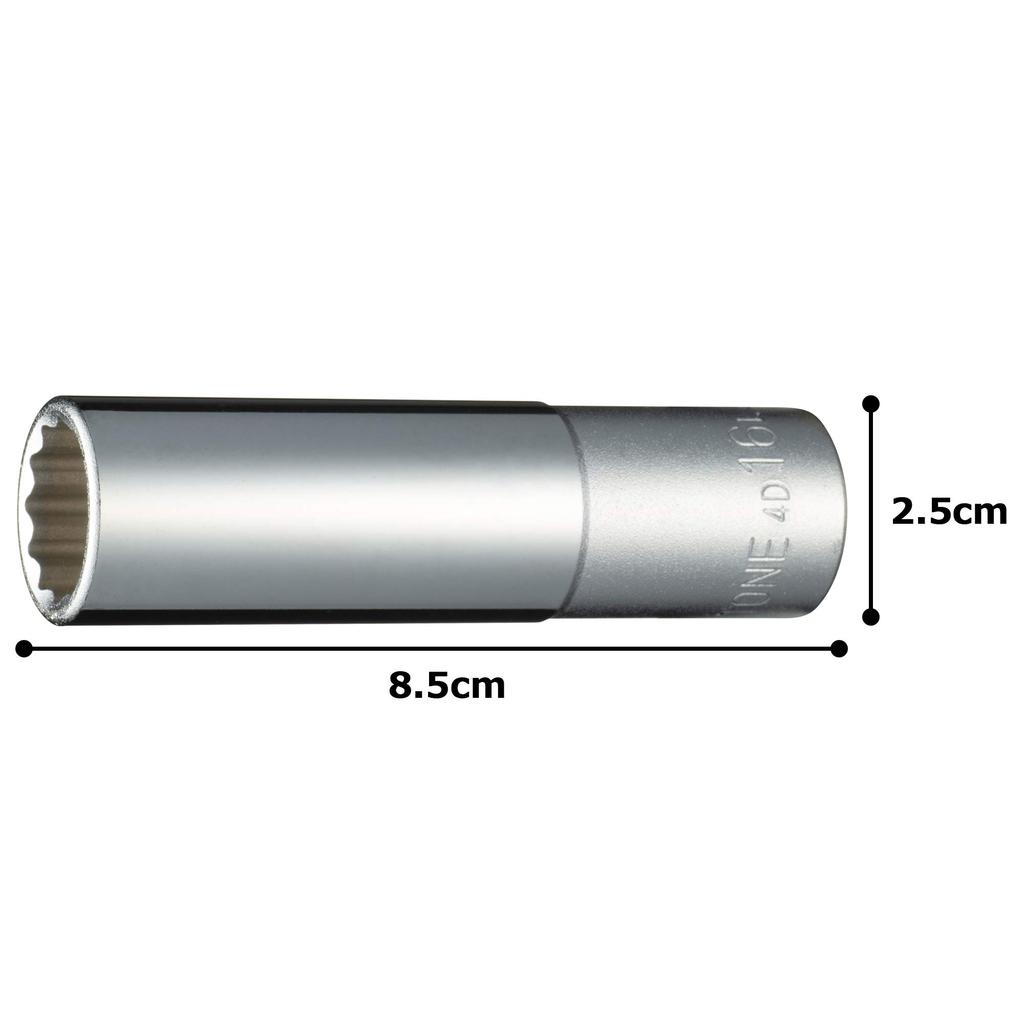 TONE Deep Socket Drive Angle Width across Flats 16mm (12 Square) HP4D-16L 12.7mm (1/2")