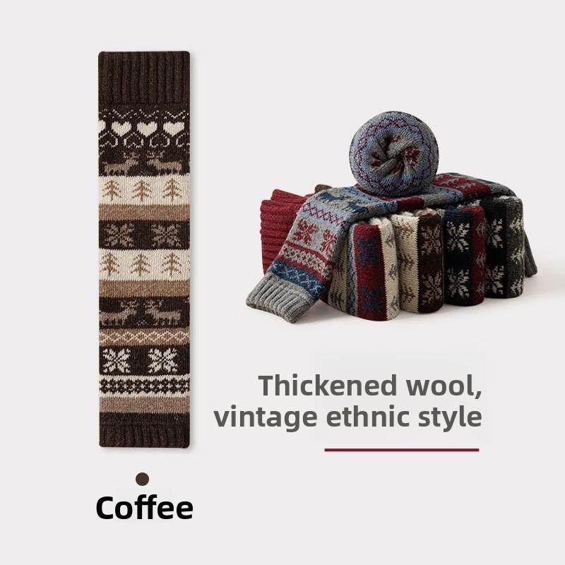 Wool Fel Island Ретро Этнический Стиль Наколенники Толстые и Теплые Покрытия для Ног для Похудения Ног, Нижняя Часть Ноги, Верхняя Одежда, Многослойные Носки 1 pair кофейный
