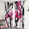 2pcs   Curtain Cloth 2D Plane Printing Pink Flamingos Polyester Easy Install (without Rod) Home Decor Perfect for Living Room and