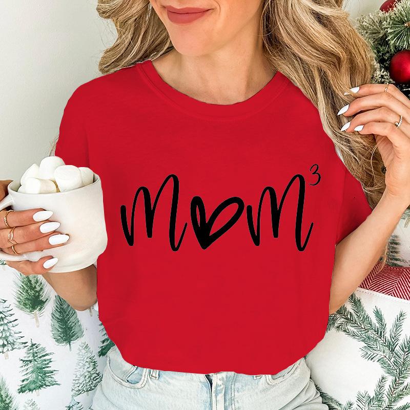 Womens Fashion TShirts Mom of Three Print Tshirts Summer Casual Loose Tops Mom To The Power Creative Personalized Tshirts