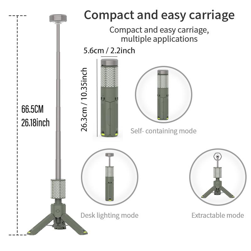 LED Outdoor Camping Lantern, UBS Rechargeable, Adjustable Color Temperature Outdoor Portable Lantern, IP65 Waterproof, Retractab