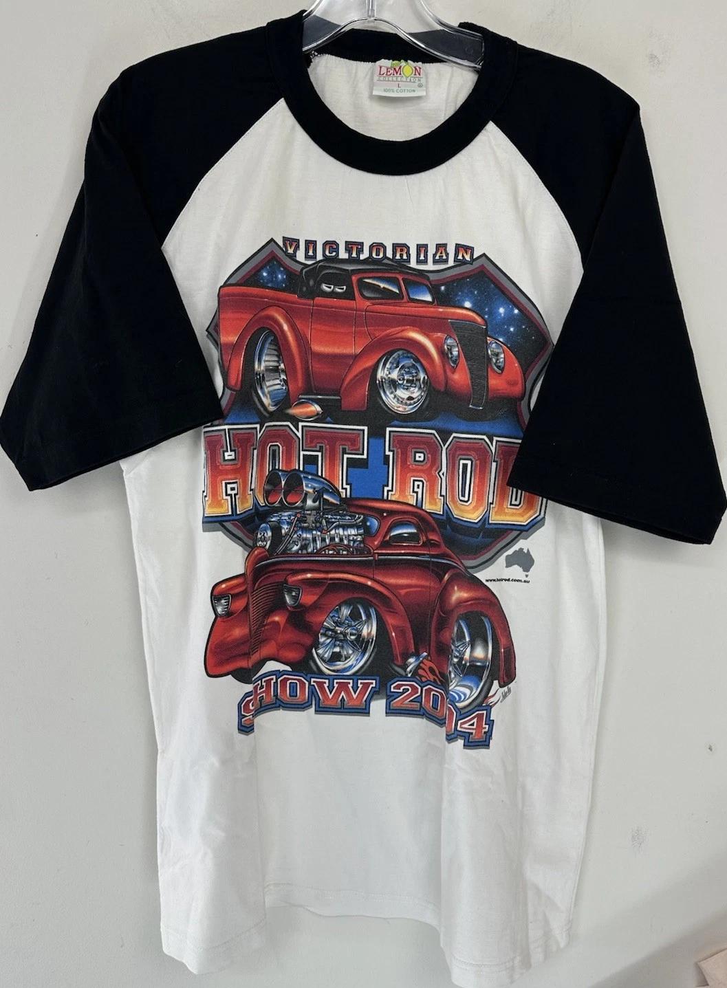 

Vintage 2004 Victorian Hot Rod Show Logo Tee White Black T-shirt Men Size LARGE 4XL