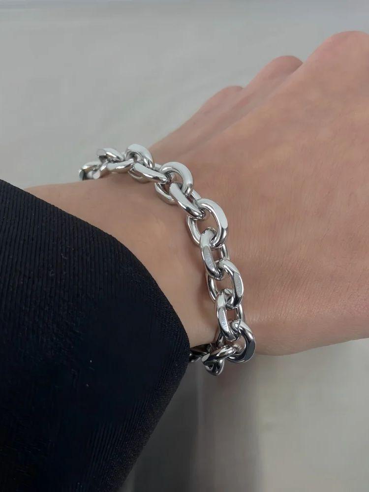 

Простой мужской браслет из нержавеющей стали INS серебристого цвета с застежкой OT и цепочкой в виде O-образных звеньев, модные женские украшения, модные аксессуары 22cm