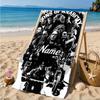 Custom Name Group Portrait Sons Heart In Space Adventure Microfiber Beach Towel, Lightweight for Summer Travel, Swimming Pool Fan Gift
