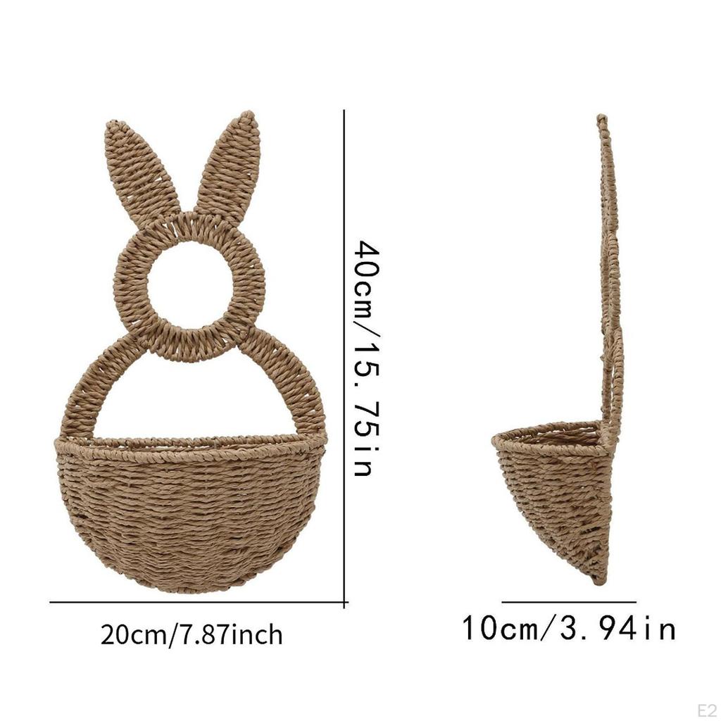 Basket Easter Bunny Flower Holder Romantic Cute Hanging Wall Pocket for Flowers Bedroom
