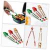 Christmas Food Tongs 6 Pcs Grip Serving Gingerbread Man Tree Nonstick Tip Reusable Bacon Silicone Tongs Meat Server