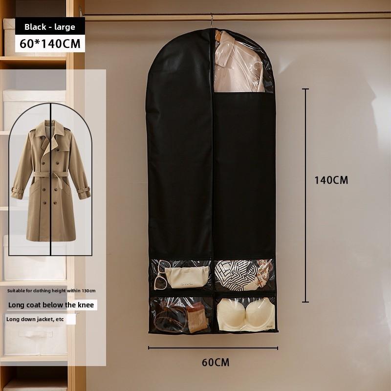 Non Woven Fabric Wardrobe Dust Cover With Multi Pocket Storage For Home And Travel Use