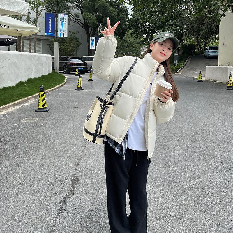 New Fruit Down Cotton Clothes Women's Winter Loose Thickened Small Short Stand-up Collar Bread Clothes Jacket