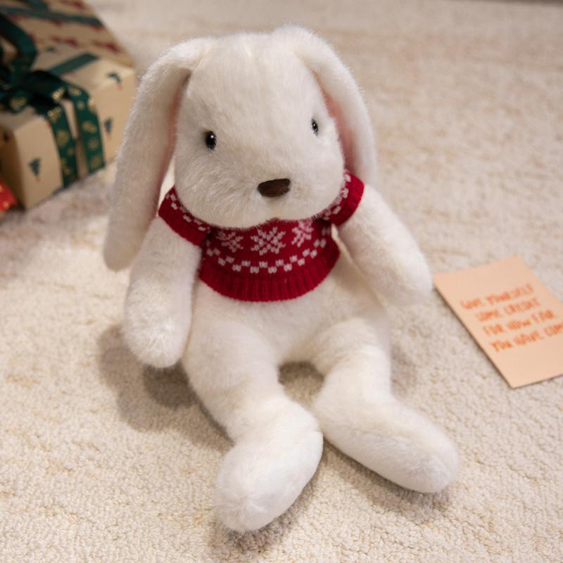Gentle Appease Rabbit Plush Toys Premium Cozy Lifelike Bunny Doll Warm Delicate Scarf Sweater Rabbit Lovely Gift