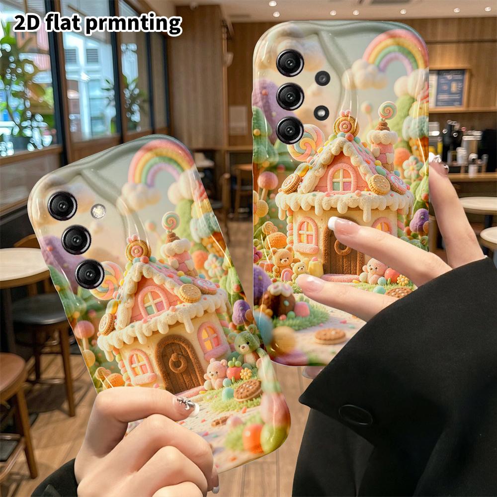 Phone Case: 2D Flat, Suitable for Samsung Galaxy A34 A35 M05 M06 S20 S22 S21 FE Plus 5G Protective Case, Gingerbread House, Perfect Christmas and Hall