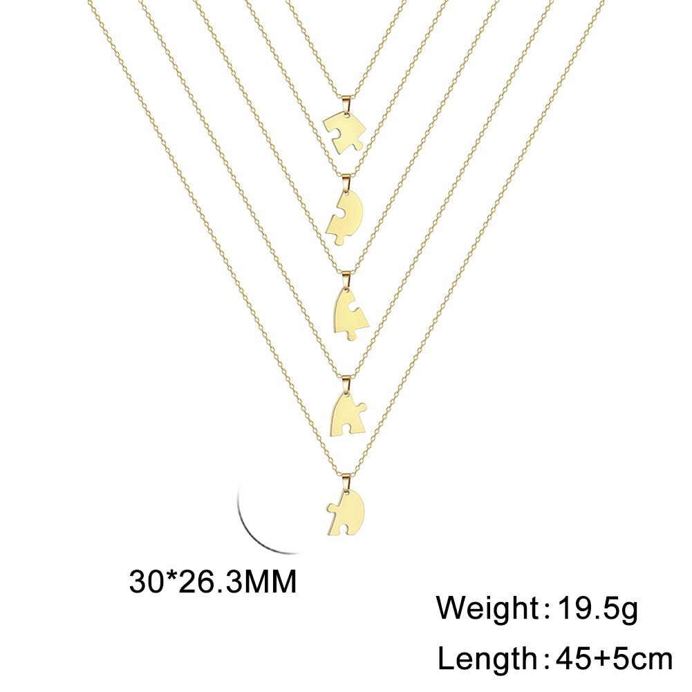 Lemegeton Customized Name Heart Puzzle Necklace 2-6Pcs Stainless Steel Jewelry Family Name Love Pendant Friendship New Year Gift
