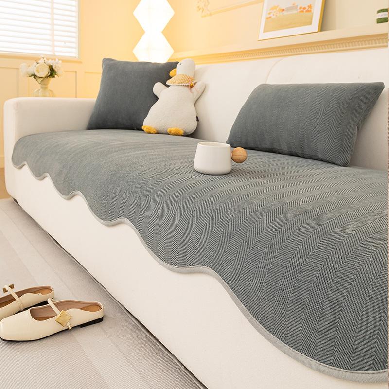 New Irregular Special-Shaped Sofa Cushion, Universal In All Seasons, Advanced Herringbone Pattern Seat Cushion, Non-Slip Cover Cloth Towel