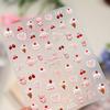 5D Pink Blue Bear Dessert Cake Pudding Candy Cane English Slogan Nail Art Stickers Cute Baby Bear Party Embossed Decals