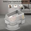 XL Stainless Steel Cat Litter Box, Extra-Large Semi-Enclosed Toilet with Corner Entrance, Includes Litter Scoop & Step Platform