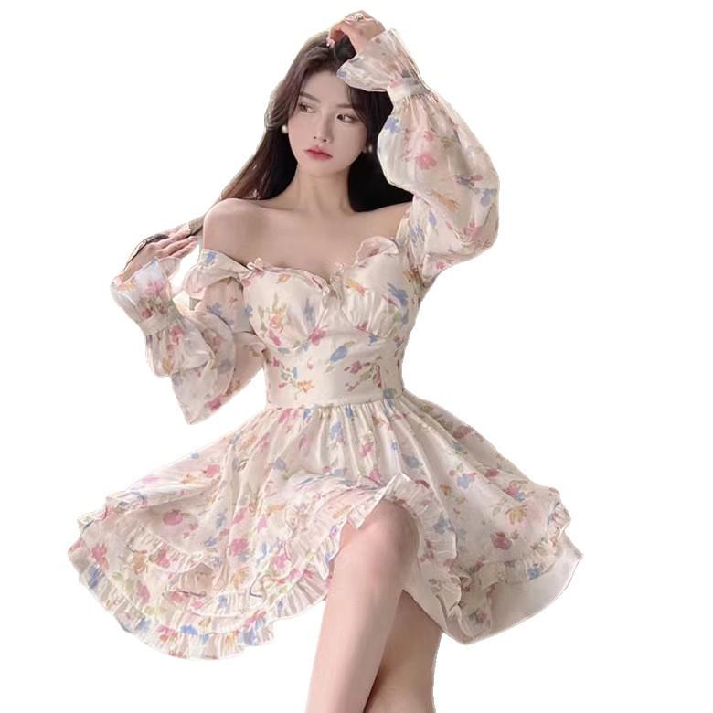 Petite Slimming Floral Mini Dress for Women - Early Autumn Design